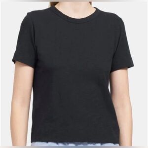 Theory Women's Size Small Black Tilma Sea Slub Short Sleeve Light Weight Top
